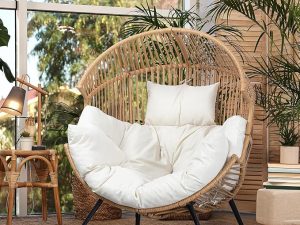 JAMFLY Egg Chair Wicker Outdoor Chairs
